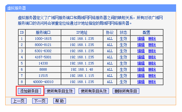 关于常用路由器端口映射的说明