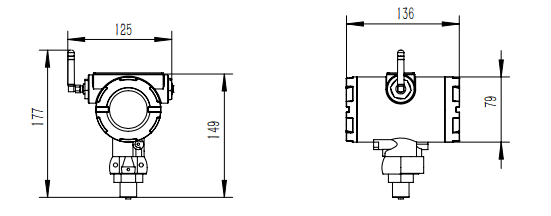 无线液位变送器主机部分尺寸